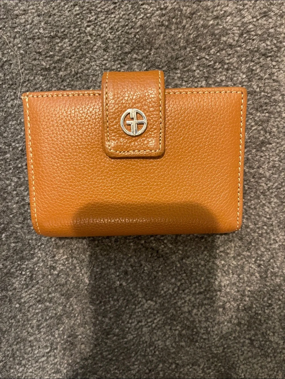 Giani Bernini Pebbled Leather Snap Wallet in Cognac